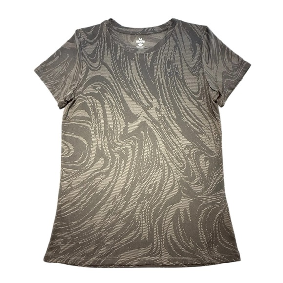 NWOT Under Armour Brown/Green Swirl Moisture Wick Short Sleeve Tee Size Medium - Picture 1 of 9
